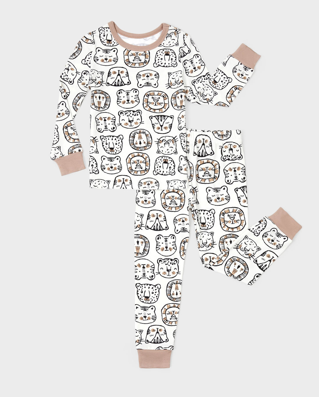 Weihnachten / Halloween Pyjama 2-teiliges Bambus-Pyjama-Set mit kindlichem Druck für Baby / Kleinkind (eng anliegend) khaki