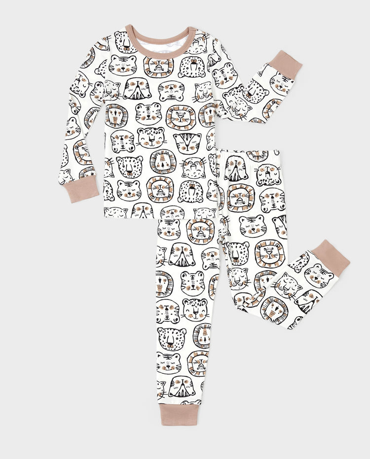 Weihnachten / Halloween Pyjama 2-teiliges Bambus-Pyjama-Set mit kindlichem Druck für Baby / Kleinkind (eng anliegend) khaki
