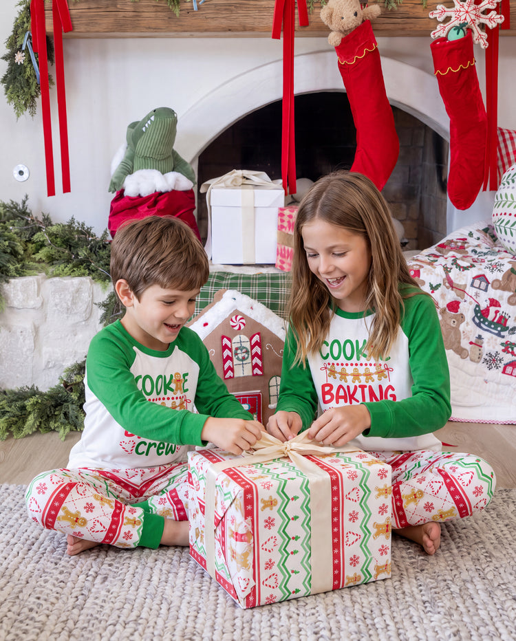 Pyjamas de Noël assortis pour toute la famille, imprimé pain d’épice, vert
