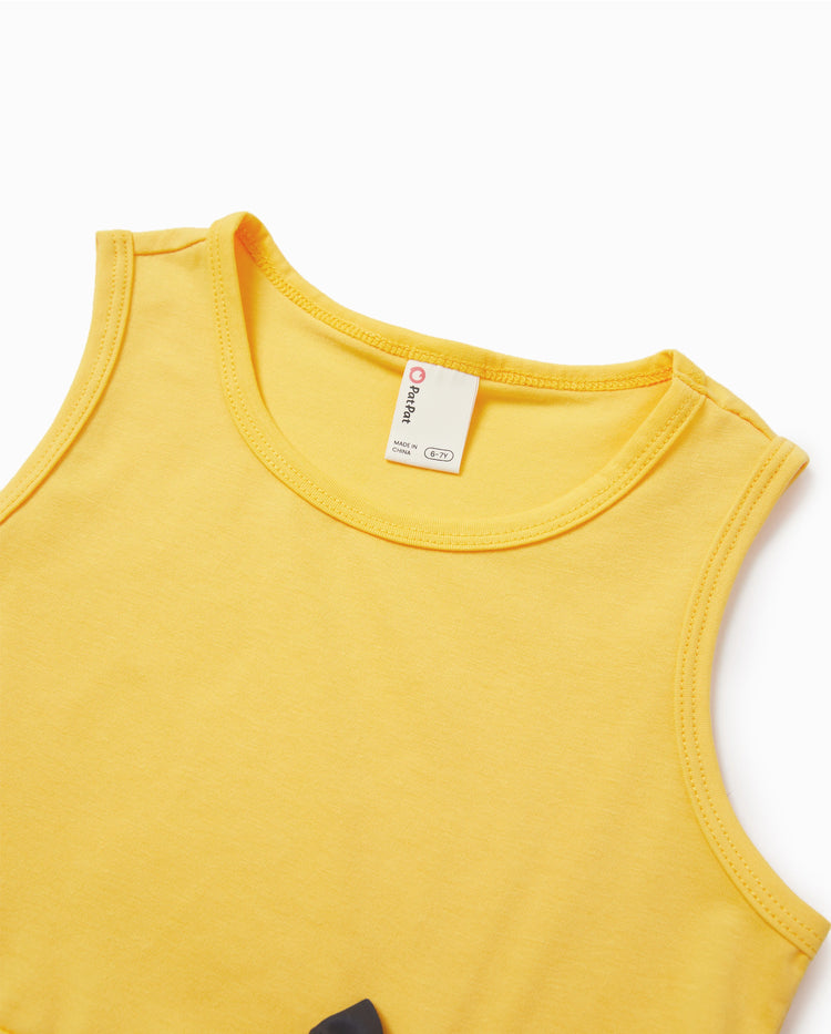 Conjunto de 2 piezas de top y leggings para niña pequeña/niña, color amarillo