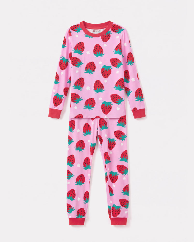Christmas / Halloween Pajama 2-Piece Upgraded Thick Bamboo Pajama Set With Childlike Print for Toddler / Kids Girl (Snug-Fitting) Red
