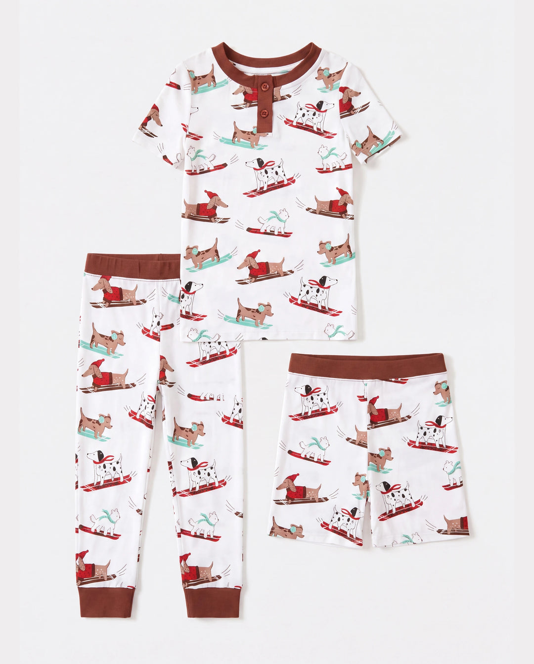 Toddler / Kids Christmas / Halloween Pajamas 3-Piece Bamboo Pajama Set 2-in-1 Look for 4 Seasons (Snug-Fitting) White