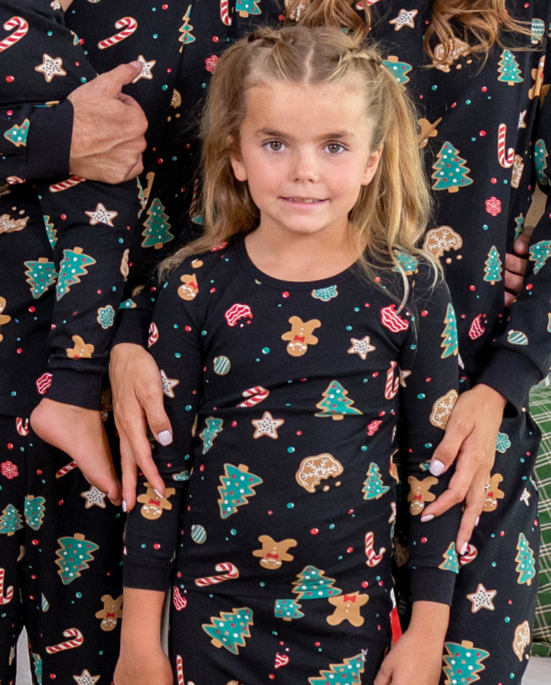 Christmas Matching Family Pajamas Cotton Xmas Tree Print Black
