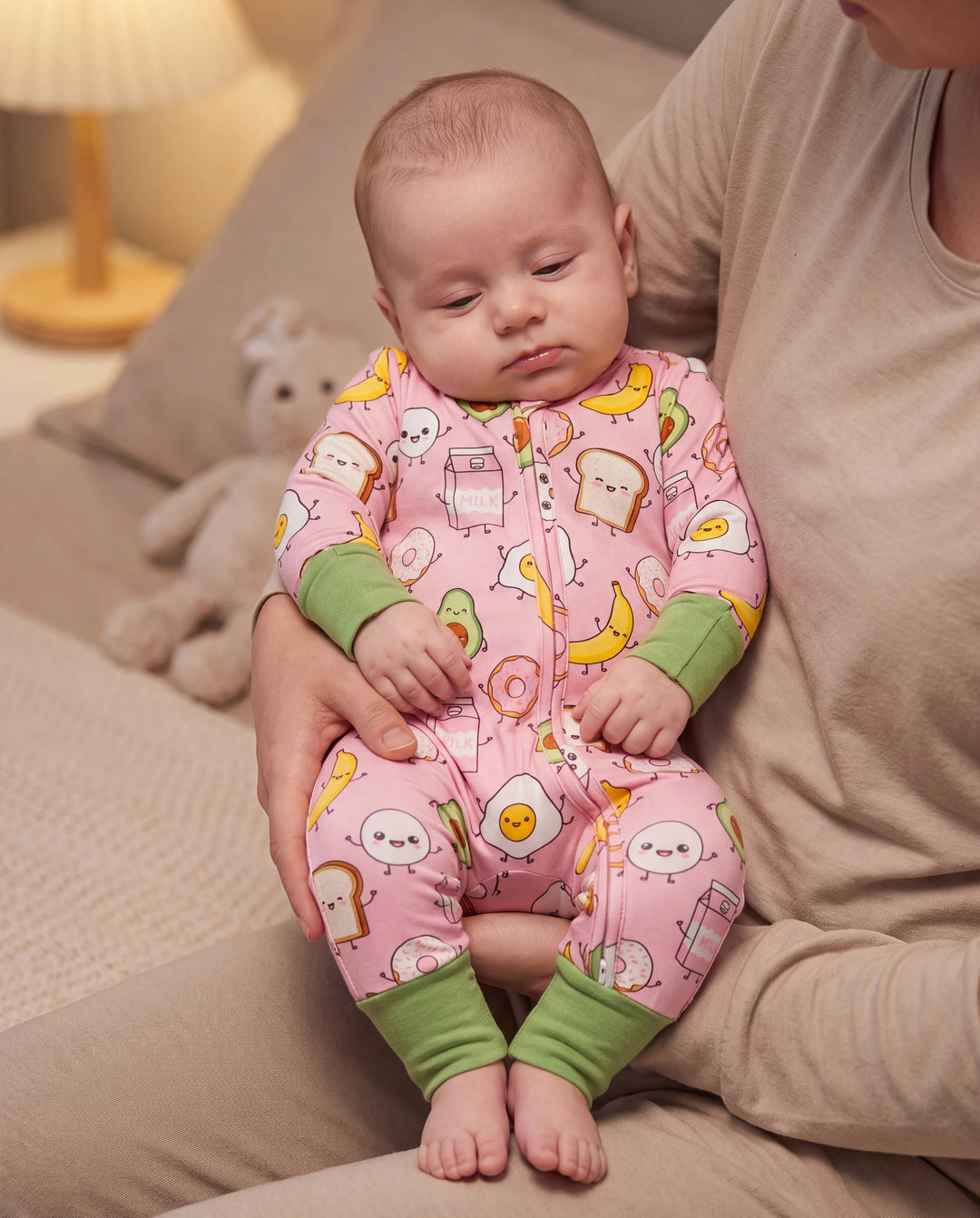 Kids Baby / Girl Bamboo Pajamas With Childlike Print (Snug-Fitting) Peach Pink