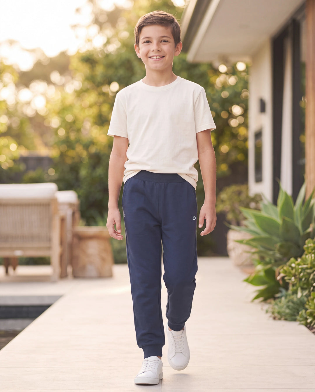 Pantalones deportivos para niños con forro polar, estampado reflectante y bolsillos, cálidos, transpirables y que absorben la humedad, para niños y niñas, color azul oscuro.