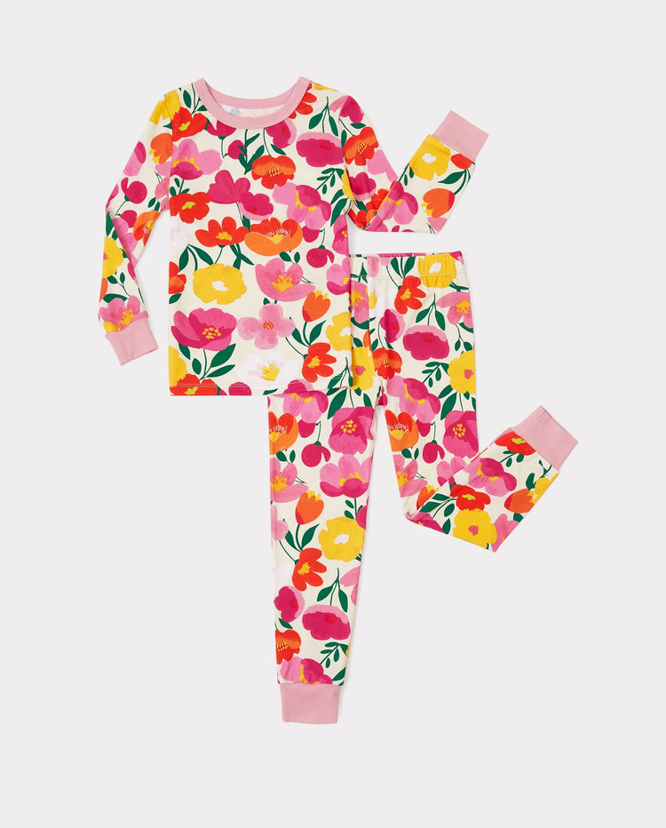 Weihnachten / Halloween Pyjama 2-teiliges Bambus-Pyjama-Set mit kindlichem Druck für Baby / Kleinkind (eng anliegend) rosa