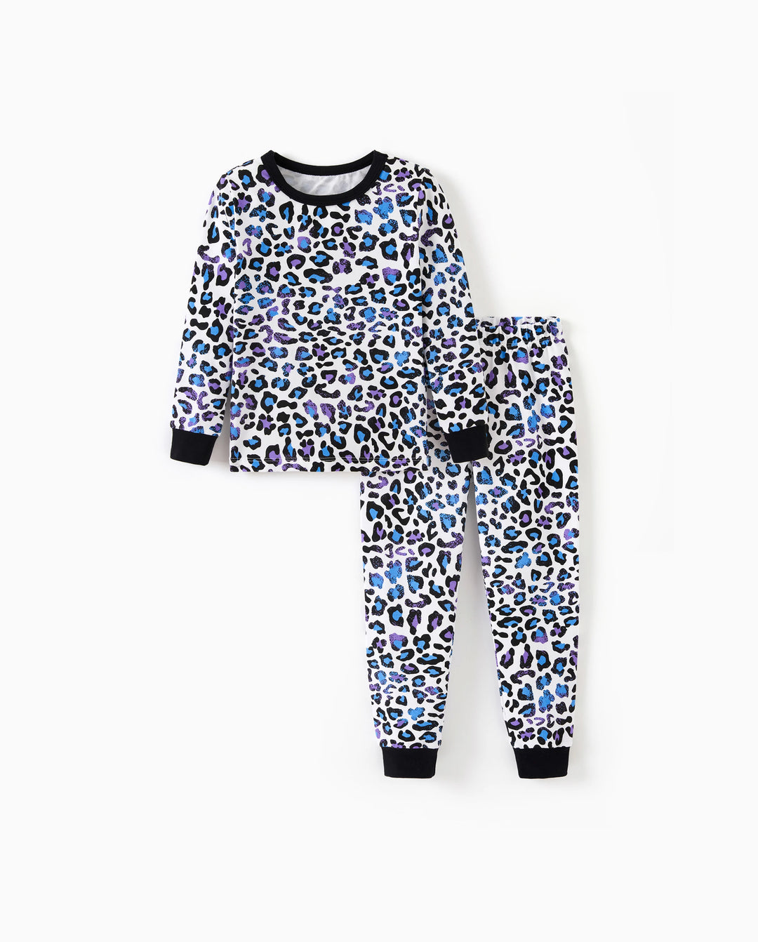 Toddler / Kids 2-piece Organic Cotton Pajamas with Childlike Print Snug fit Pjs for Girls / Boys Black