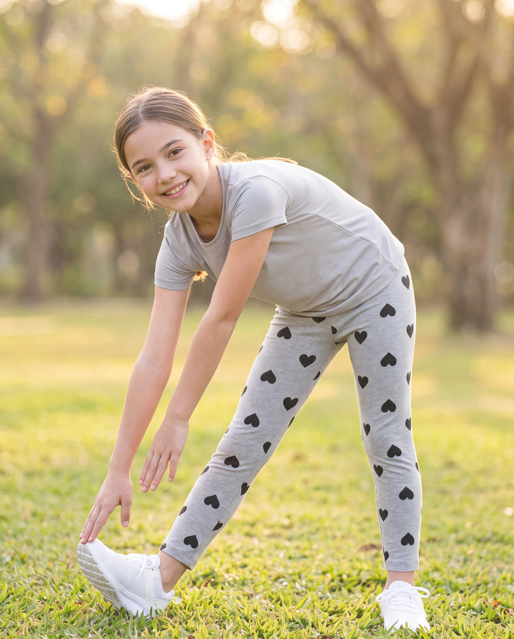 Leggings élastiques pour petite fille, gris moucheté