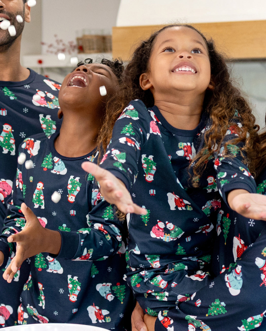 Christmas Matching Family Pajamas Polar Bear & Xmas Tree Print