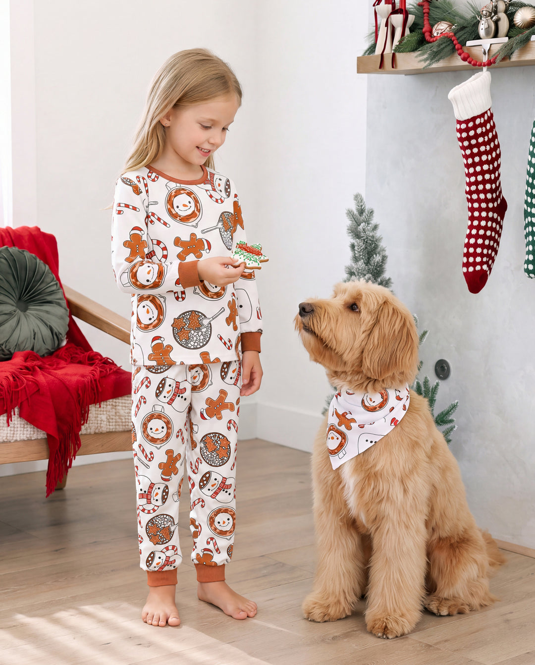 PatPat Matching Family Christmas Pajamas Mug & Snowman Print Khaki