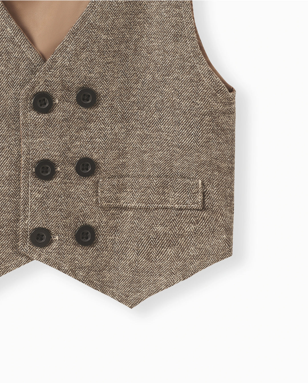 3PCS Baby Boy Elegant Grid/Houndstooth Shirt Collar Long Sleeve Set Brown