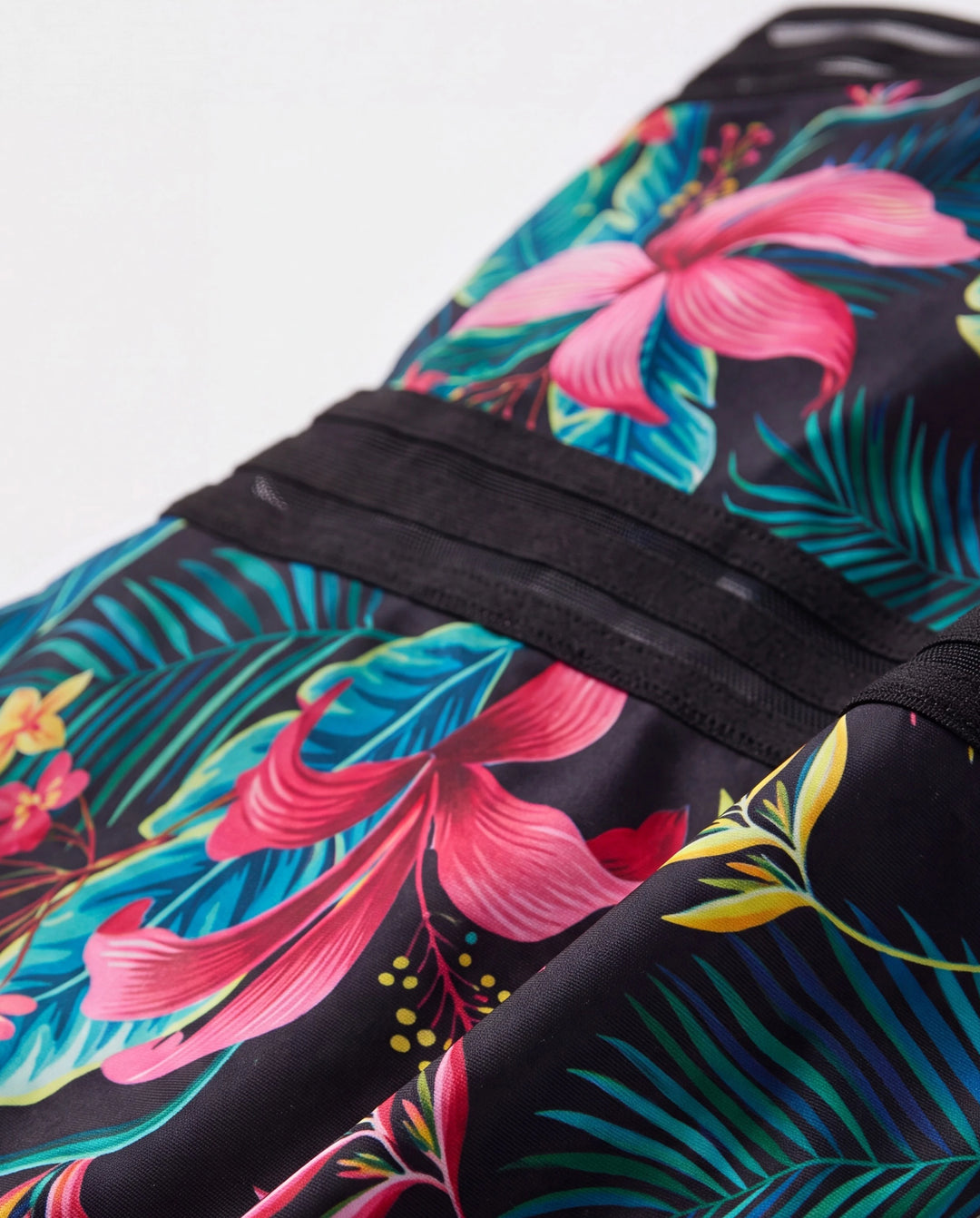 Family Matching Allover Plant Print Crisscross One-Piece Swimsuit and Swim Trunks Black