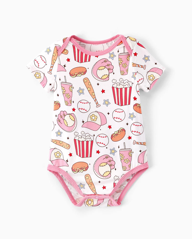 Bamboo Baby Boy/Girl 1pc Allover Print  Bodysuits  Pink
