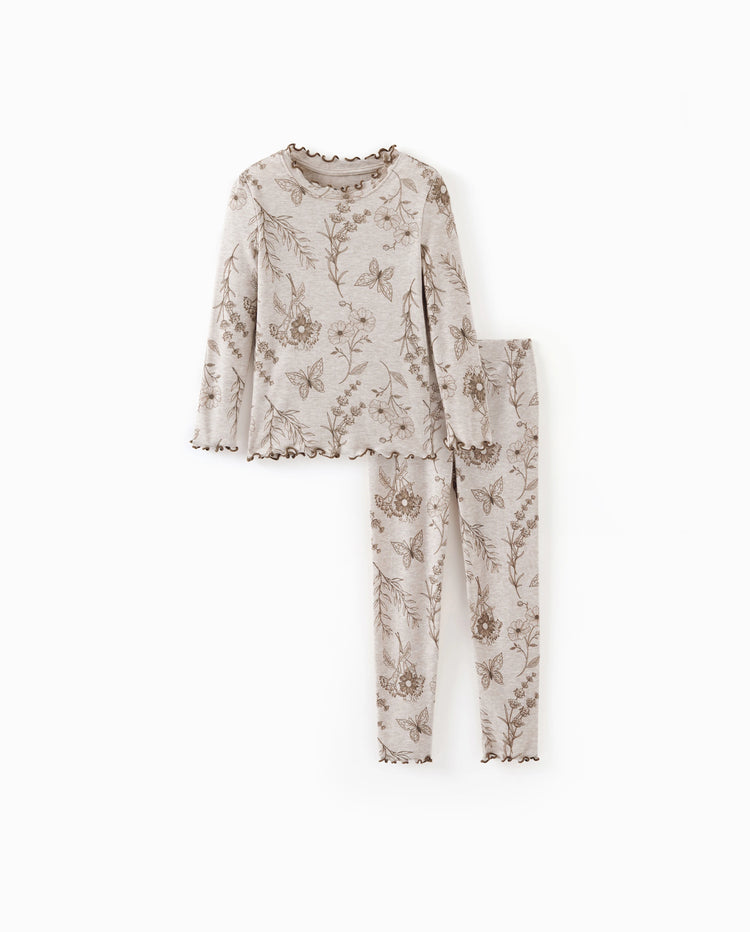 Pyjama für Kleinkinder / Kinder 2-teiliges Pyjama-Set mit weicher Tencel-Lyocell-Wollmischung (eng anliegend) Aprikose