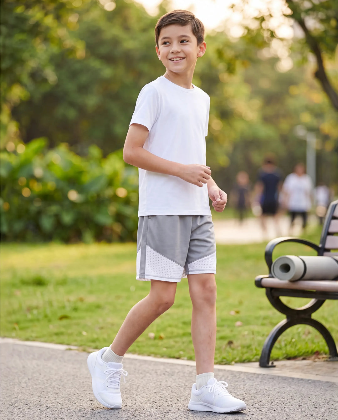 PatPat Rapidair™ Activewear Kid Boy Athletic Schnelltrocknende, atmungsaktive Shorts mit Taschen grau