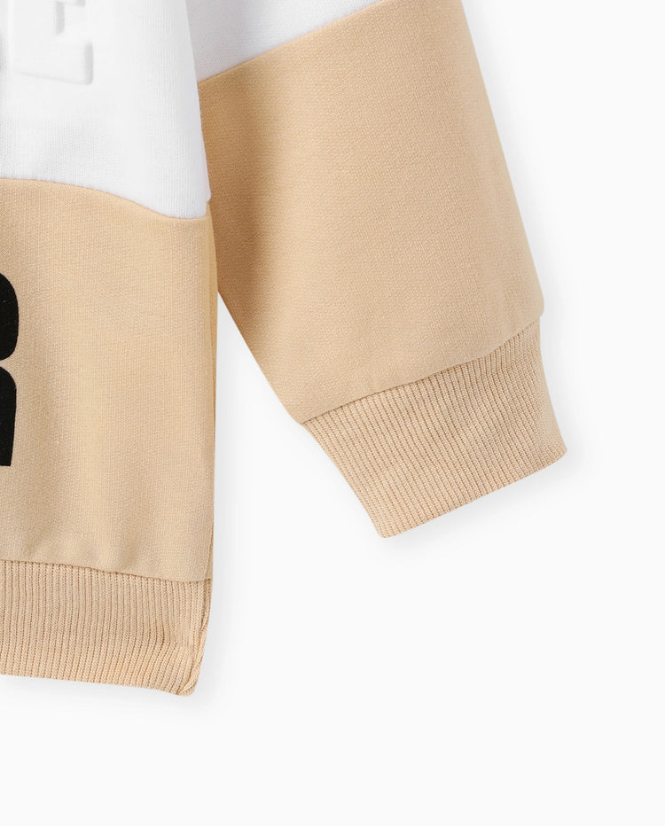 Conjunto de 2 piezas de sudadera y pantalón con estampado de letras a la moda para niño pequeño, color albaricoque