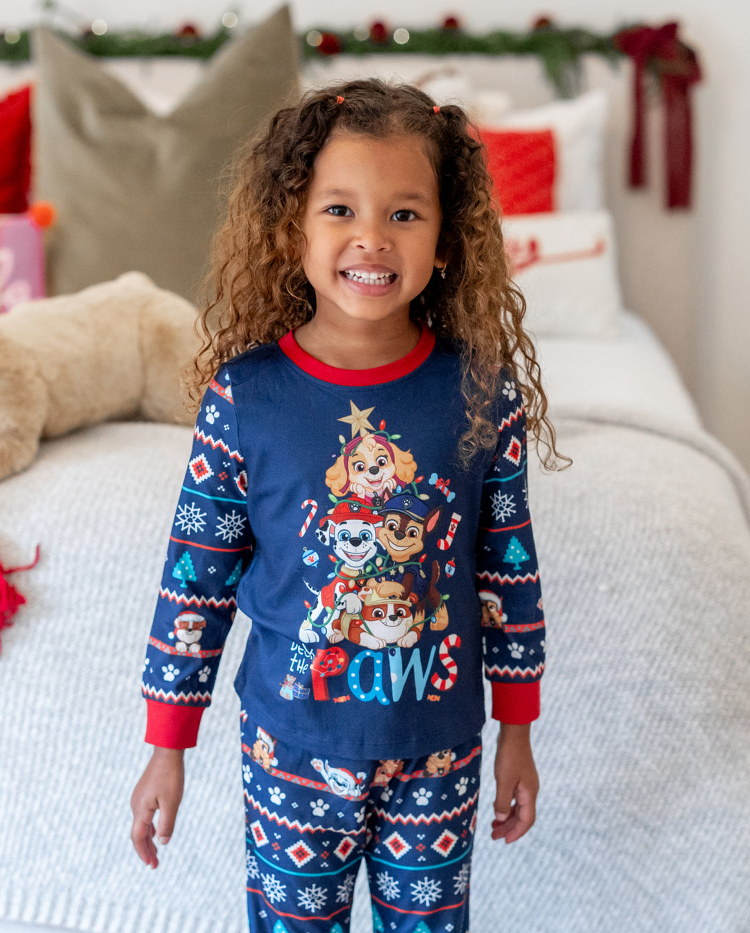 PAW-Patrol-Familien-Weihnachtspyjamas im Partnerlook, Fair Isle, Marineblau