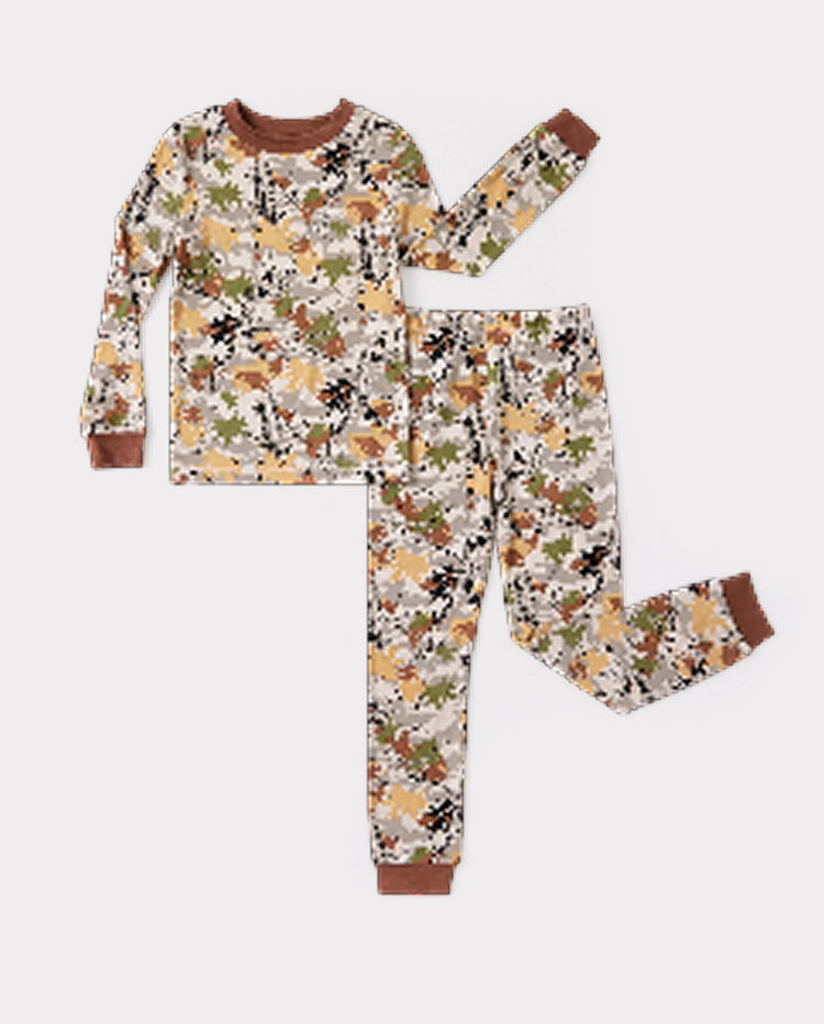 Christmas / Halloween Pajamas 2-piece Bamboo Pajamas Set With Playful Print for Toddler / Kids ( Snug-Fitting) Brown