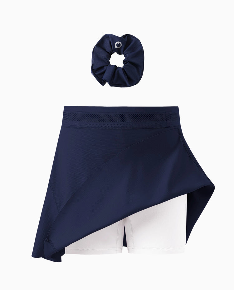 PatPat Rapidair™ Activewear Kid Mädchen Athletic 2 in 1 Tennis-Skort mit Bambus-Viskose-Shorts und Tasche tiefblau