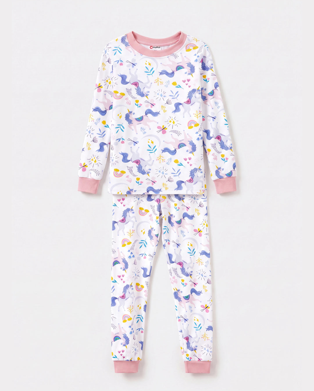 Pyjama de Noël/Halloween 2 pièces en bambou épais de qualité supérieure avec imprimé enfantin pour petite fille (coupe ajustée) rose