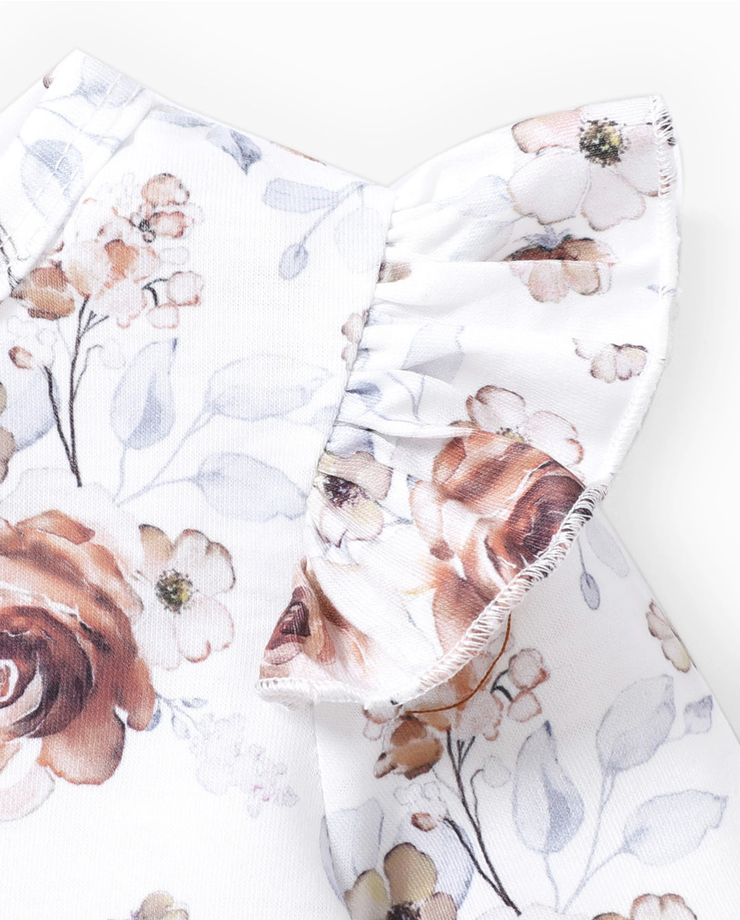 Conjunto de 2 piezas de ropa para bebé niña con mangas abullonadas y flores grandes
 Marrón