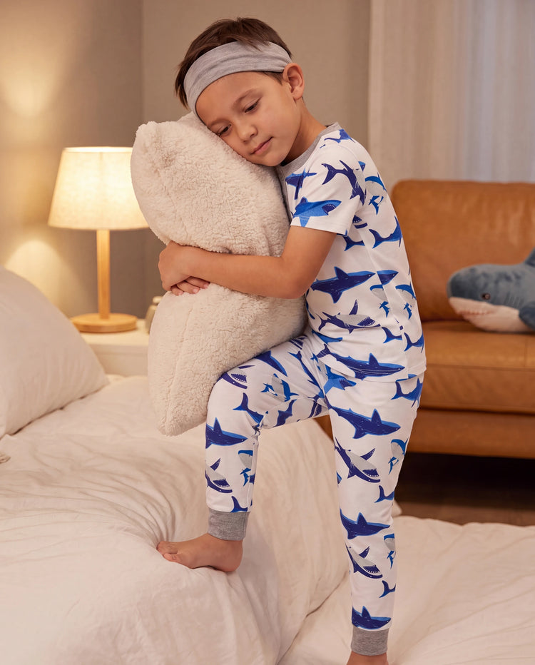Toddler / Kids Christmas / Halloween PJS for Boys 3-Piece Bamboo Pajama Set 2-in-1 Look for 4 Seasons (Snug-Fitting) Bluish Grey