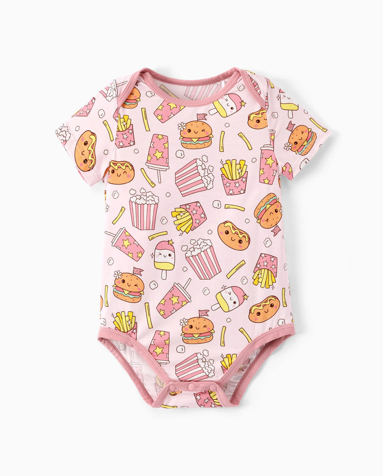 Bamboo Baby Boy/Girl 1pc Allover Print  Bodysuits  Light Pink