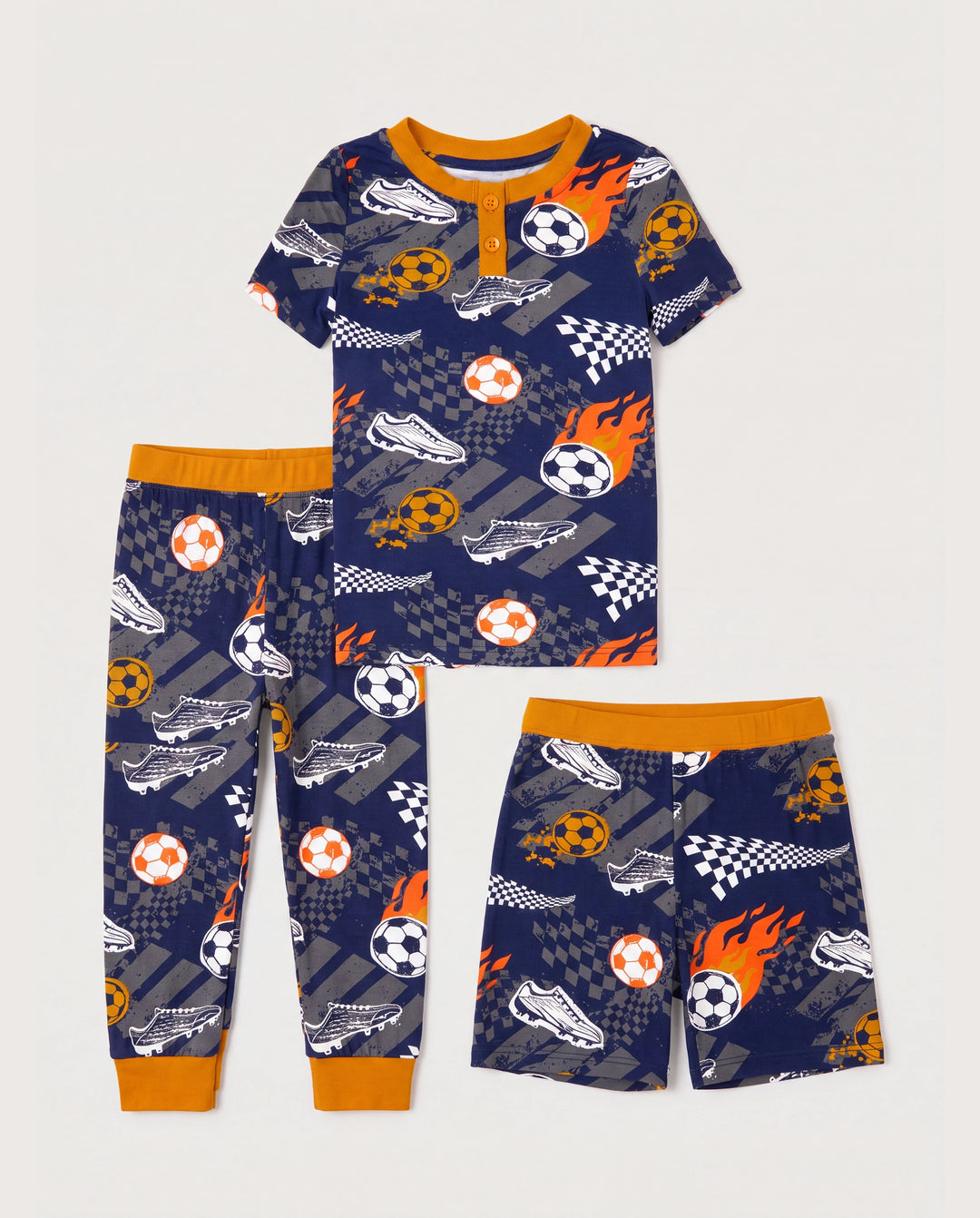 Kleinkind / Kinder Weihnachten / Halloween PJS für Jungen 3-teiliges Bambus-Pyjama-Set 2-in-1-Look für 4 Jahreszeiten (eng anliegend)  schwarz