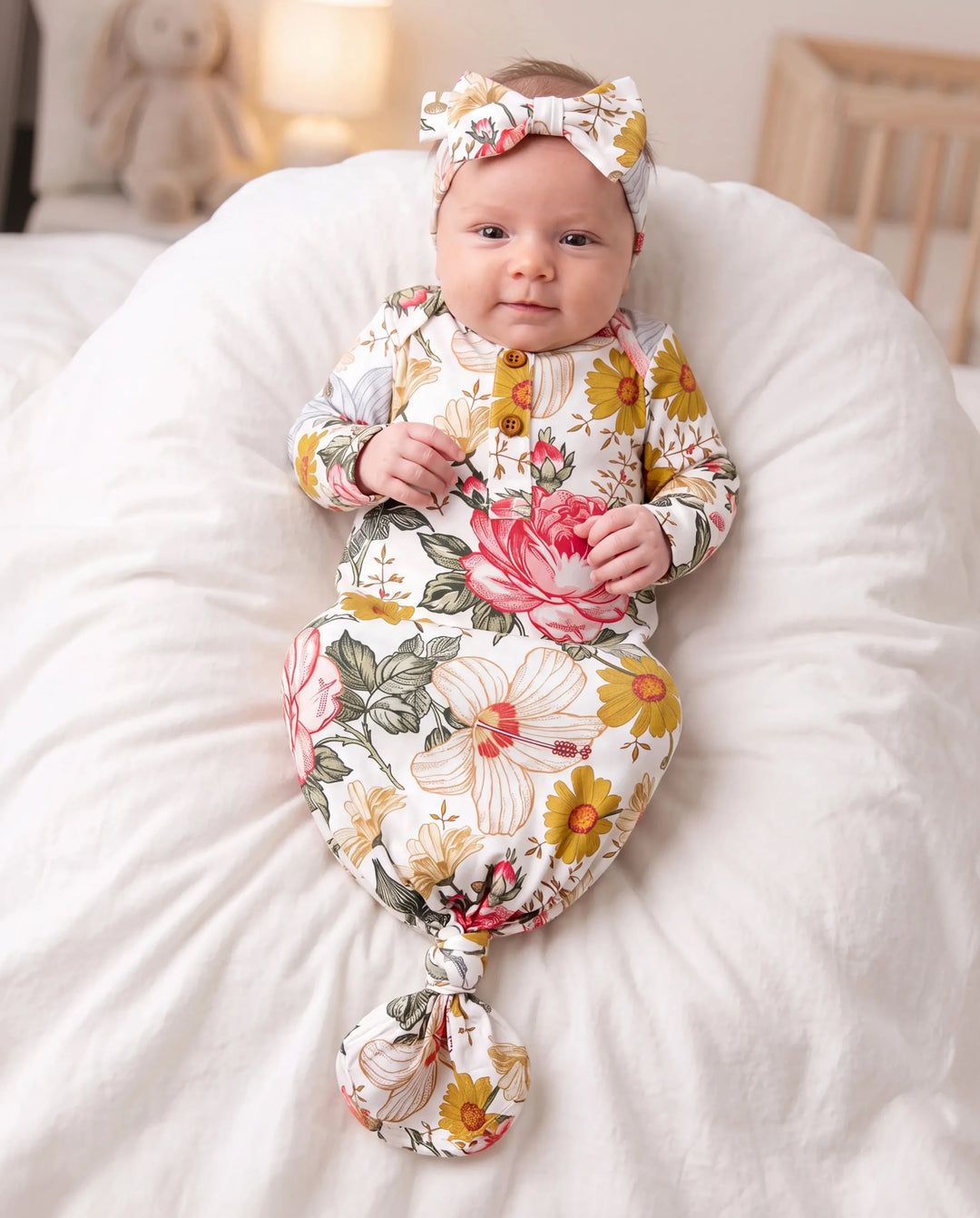Baby / Girl Bamboo Sleeping Bag Infant Gown with Headband Color block