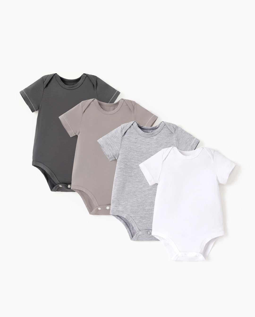Conjunto de 4 piezas de mameluco de modal de color liso para bebé niño/niña, blanco