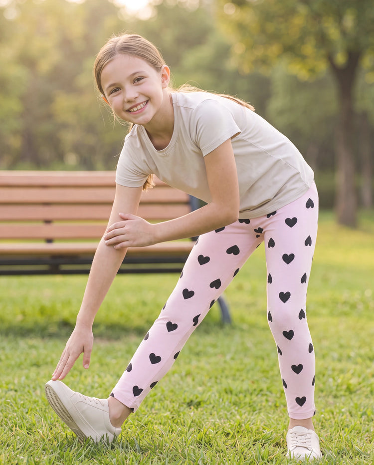 Leggings élastiques roses pour petite fille