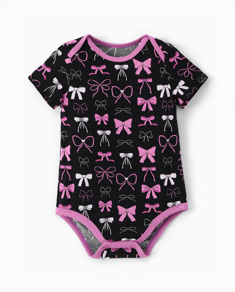 Bambus Baby Junge/Mädchen 1 Stück Allover-Print Bodysuits Pink Lila