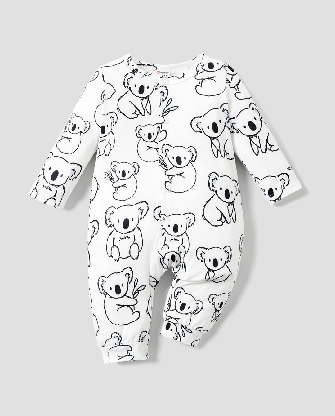 Combinaison bébé garçon à manches longues et boutons motif panda blanc