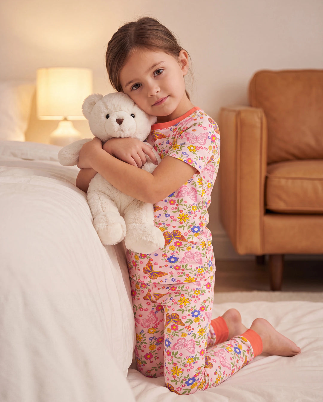 Toddler / Kids Christmas / Halloween Pajamas 3-Piece Bamboo Pajama Set 2-in-1 Look for 4 Seasons (Snug-Fitting) Light Pink