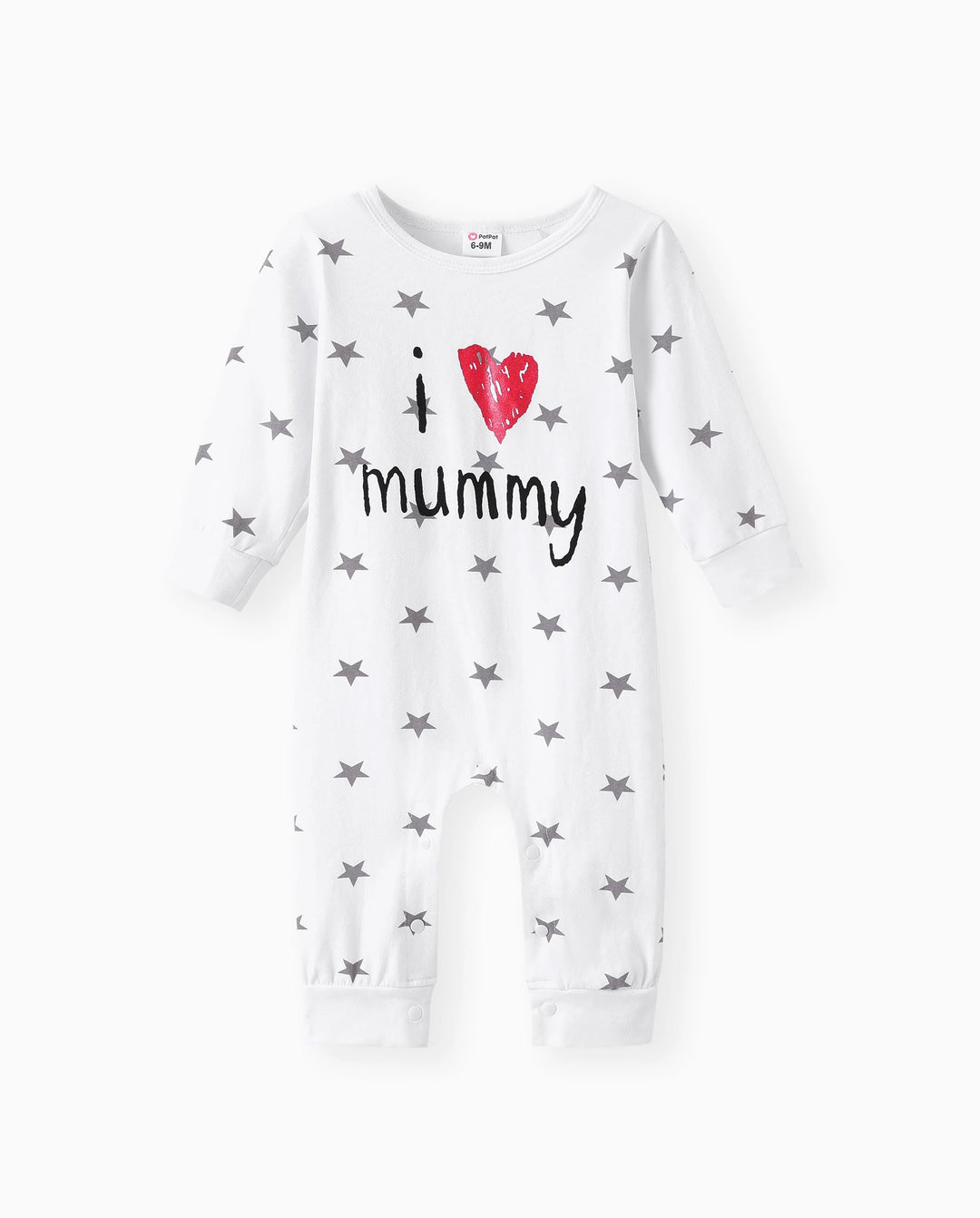 Baby Boy/Girl 95% Cotton Long-sleeve Love Heart Letter Print Stars/Striped Jumpsuit White