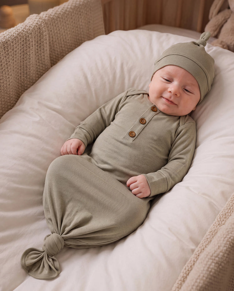 Baby Boy/Girl Solid Color Baby Sleeping Bag Infant Gown with Hat Light Green