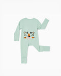 Bamboo Baby Boy / Girl Childlike Animal Pattern 2-way Zipper Footie Green