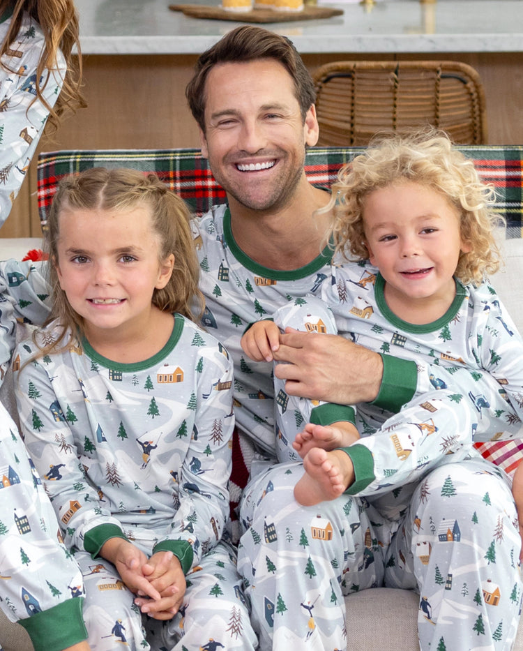 Christmas Matching Family Pajamas Xmas Village Print Green