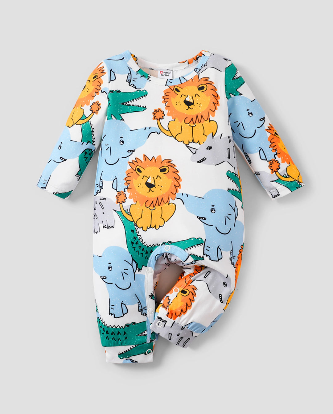 Baby Boy Kindlicher Löwe Knopf Langarm Overall Mehrfarbig