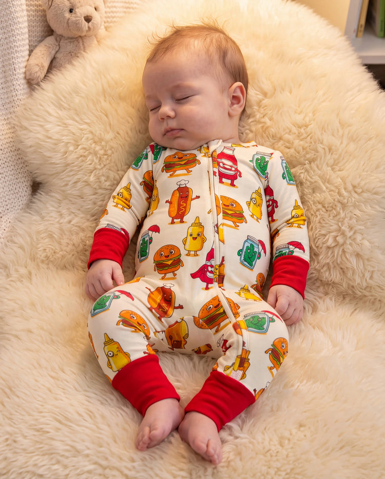 Kids Baby / Girl Bamboo Pajamas With Childlike Print (Snug-Fitting) Red