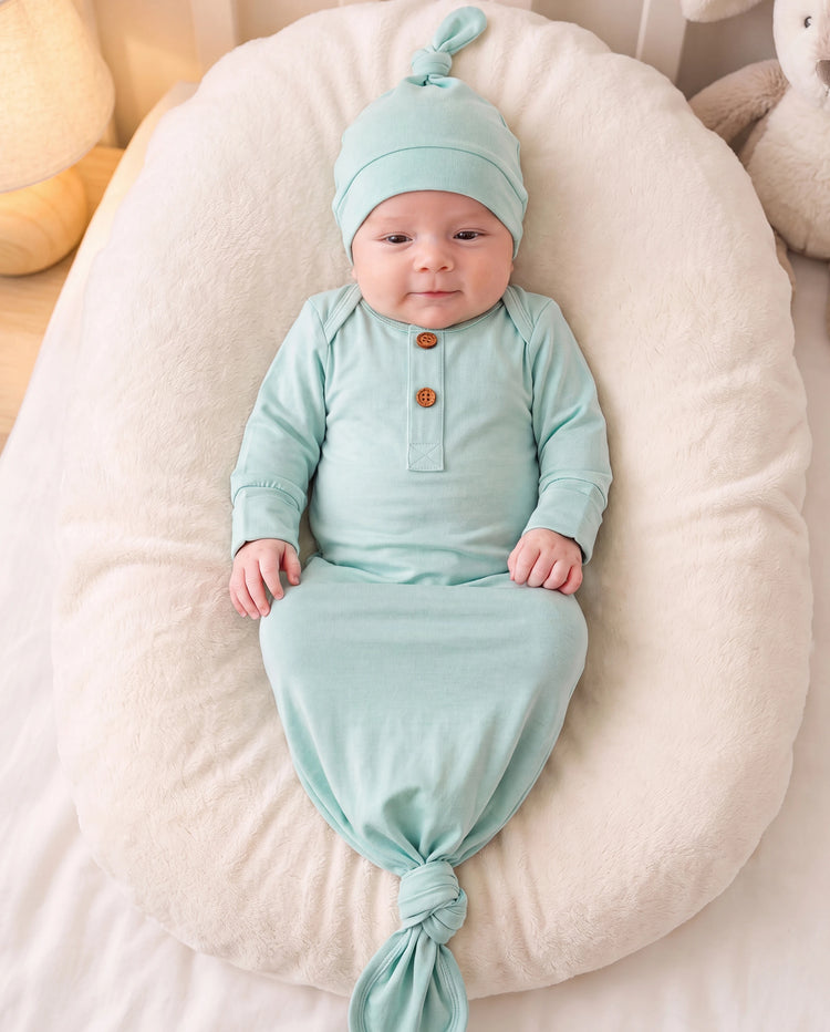 Bamboo Baby Boy/Girl Sleeping Bag Infant Gown with Hat Light Green