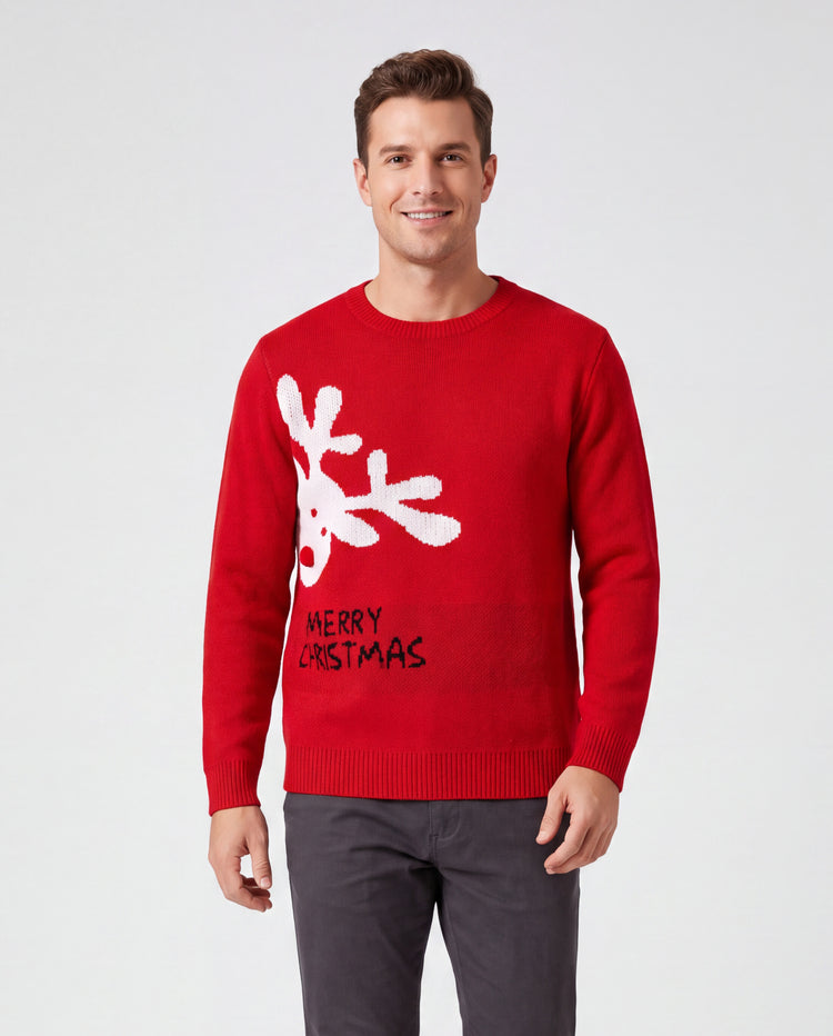 Hauts assortis de Noël pour toute la famille, pull à manches longues imprimé renne de Noël enfantin rouge