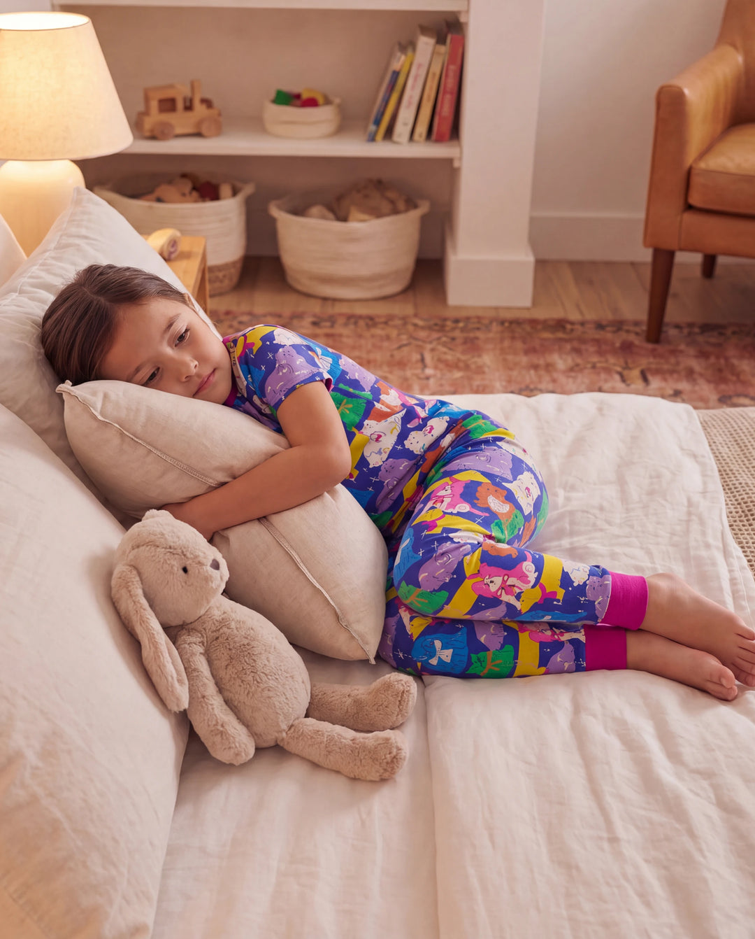Toddler / Kids Christmas / Halloween Pajamas 3-Piece Bamboo Pajama Set 2-in-1 Look for 4 Seasons (Snug-Fitting) Color block