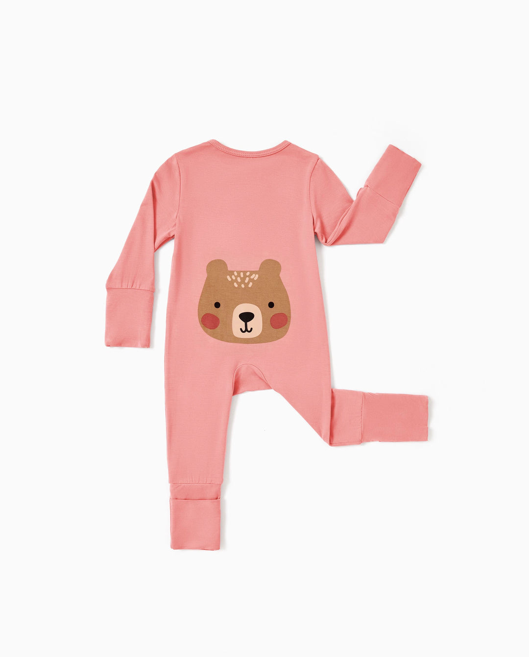 Bamboo Baby Boy / Girl Childlike Animal Pattern 2-way Zipper Footie Orange red