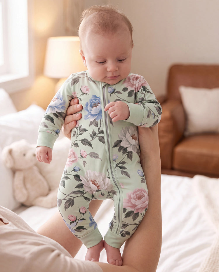 Bloom & Blossoms Bamboo Zip-Up Baby Pajamas