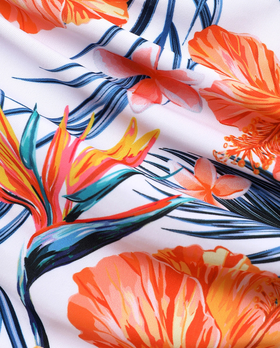 Passende Familien-Bademode Tropical Floral Bikini-Set mit Rüschentop für Mama & Tochter, Boardshorts für Papa & Sohn, Leuchtende Sommer-Strandoutfits Orange