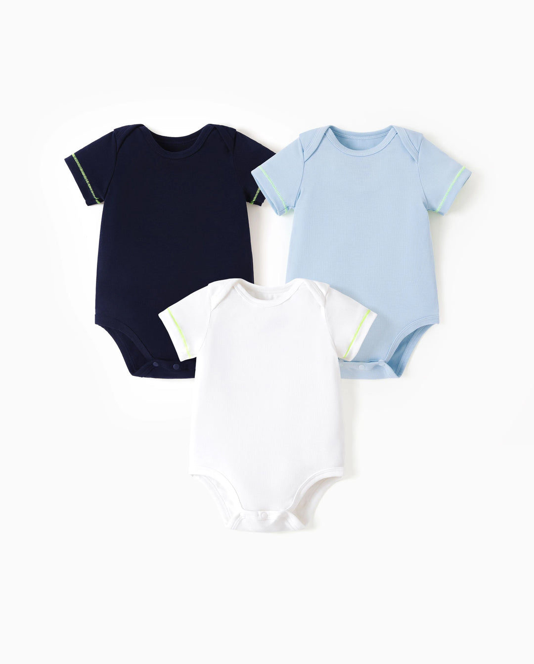 Baby Junge/Mädchen 3er-Pack Lyocell Einfarbiger Strampler blau