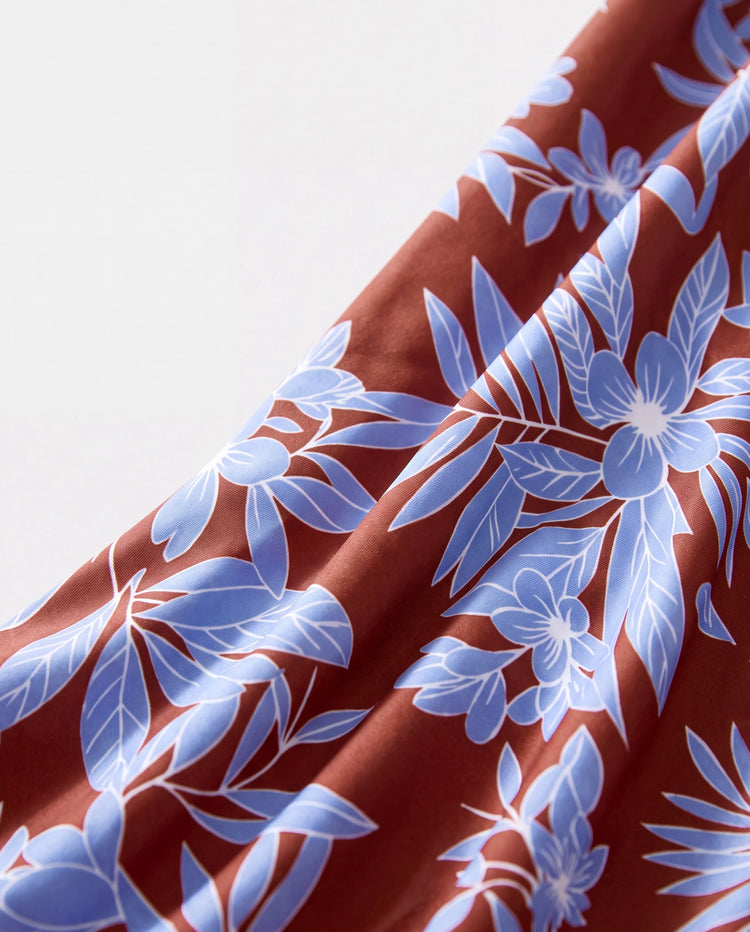 Family Matching Tropical Leaf Print Swimsuits Cutout One-Piece & Swim Trunks Set Multi-color