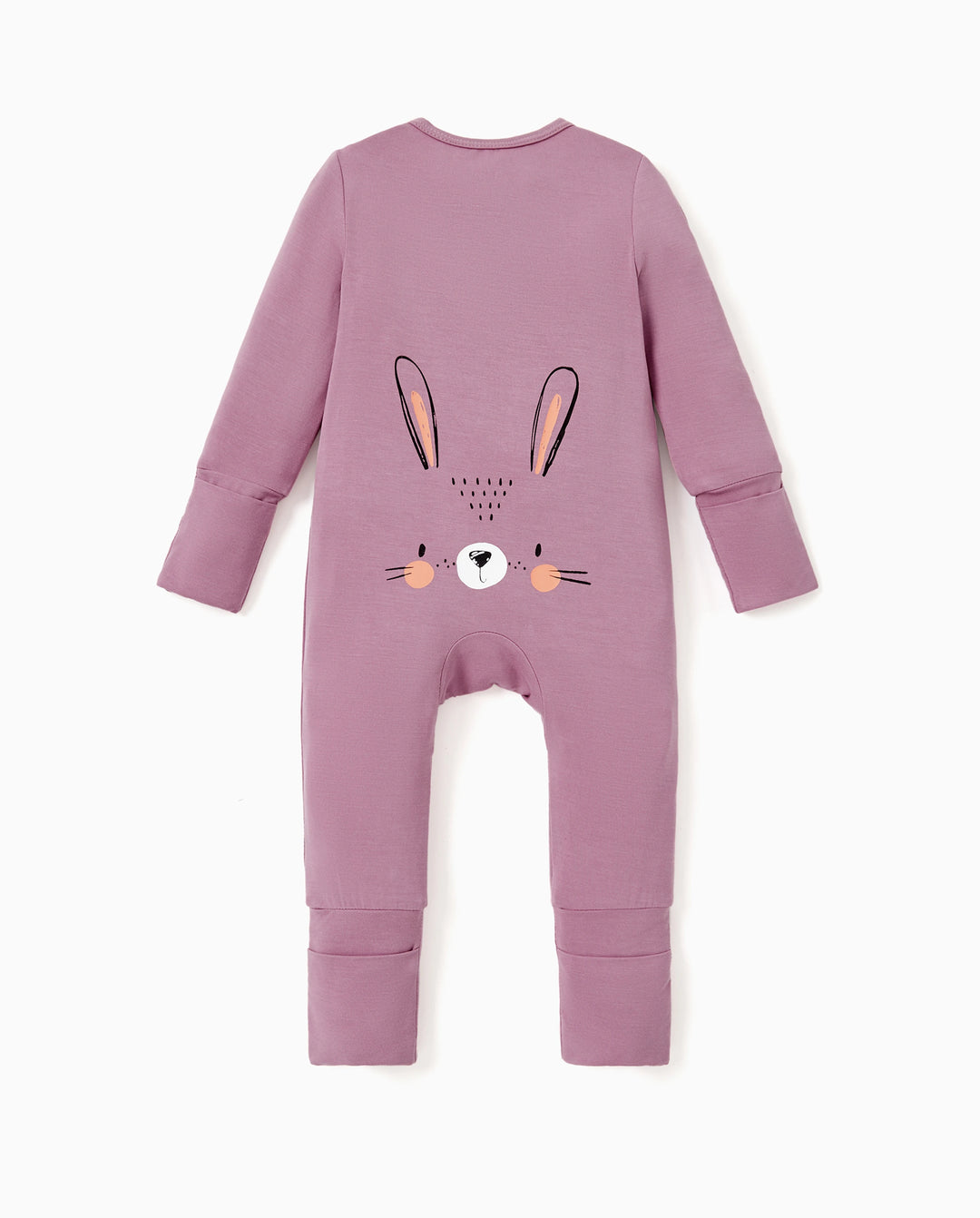 Bamboo Baby Boy / Girl Childlike Animal Pattern 2-way Zipper Footie Purple