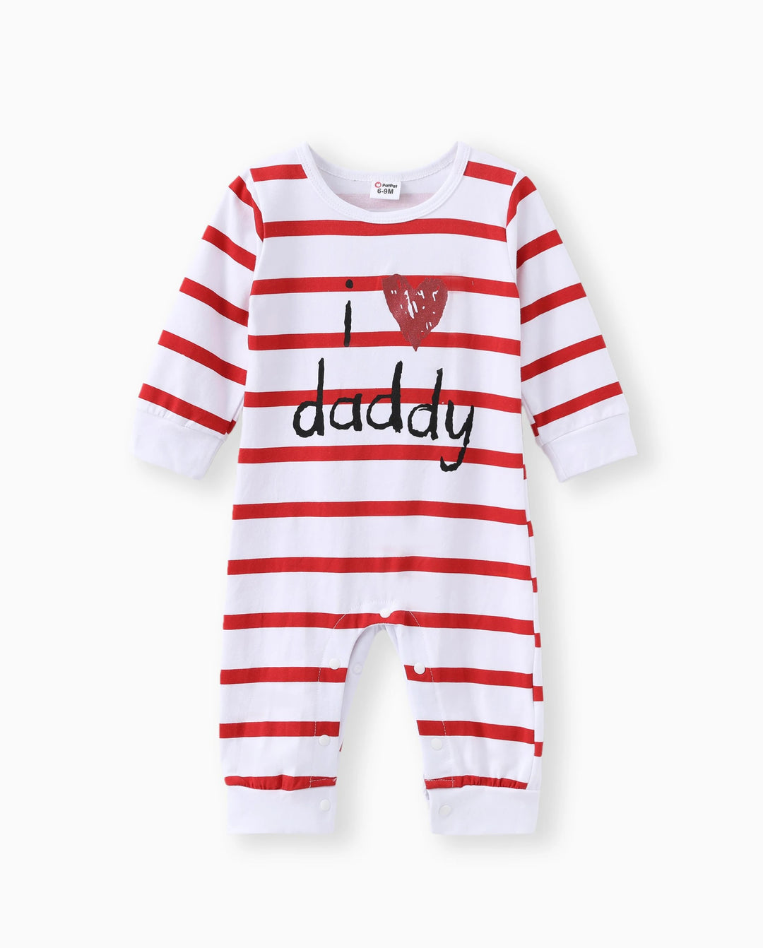Muttertag Baby Junge/Mädchen 95 % Baumwolle Langärmliger Liebesherz-Buchstabendruck Sterne/gestreifter Overall rot